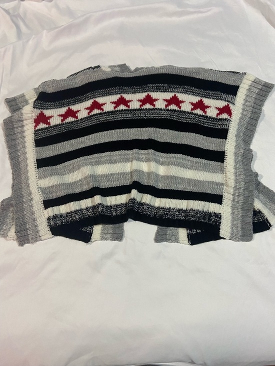 Open-Front Striped Knit Cardigan in Gray & Black - Picture 2 of 2